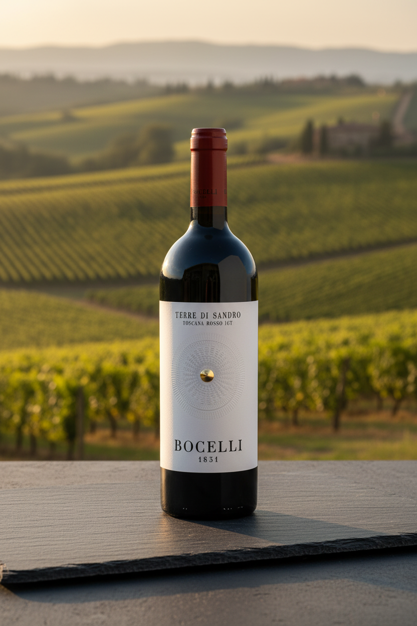 TERRE DI SANDRO Toscana Rosso IGT - modern Italian wine bottle