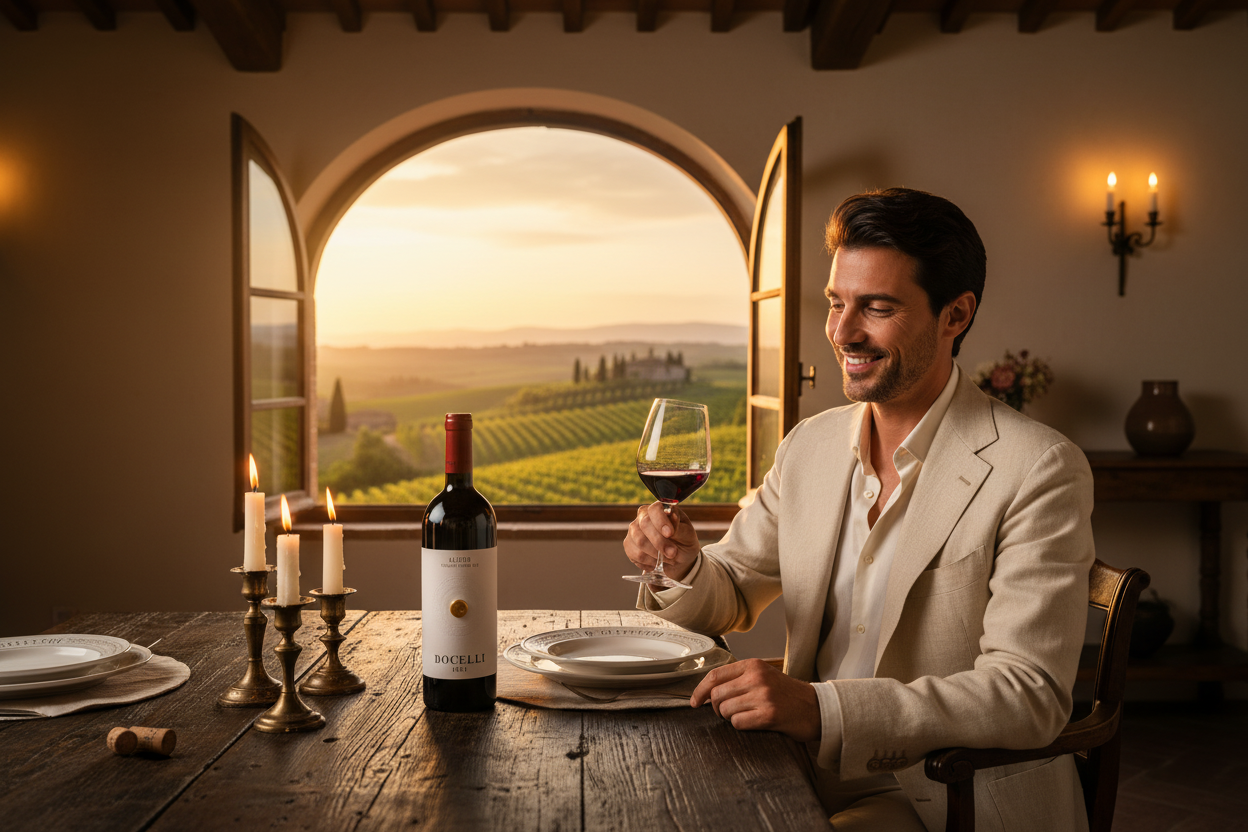 ALCIDE Toscana Rosso IGT - Andrea Bocelli lifestyle shot 1