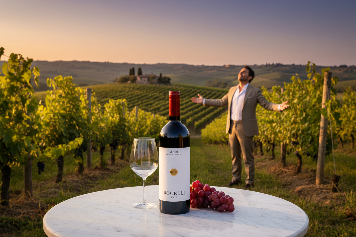 ALCIDE Toscana Rosso IGT - Andrea Bocelli lifestyle shot 2